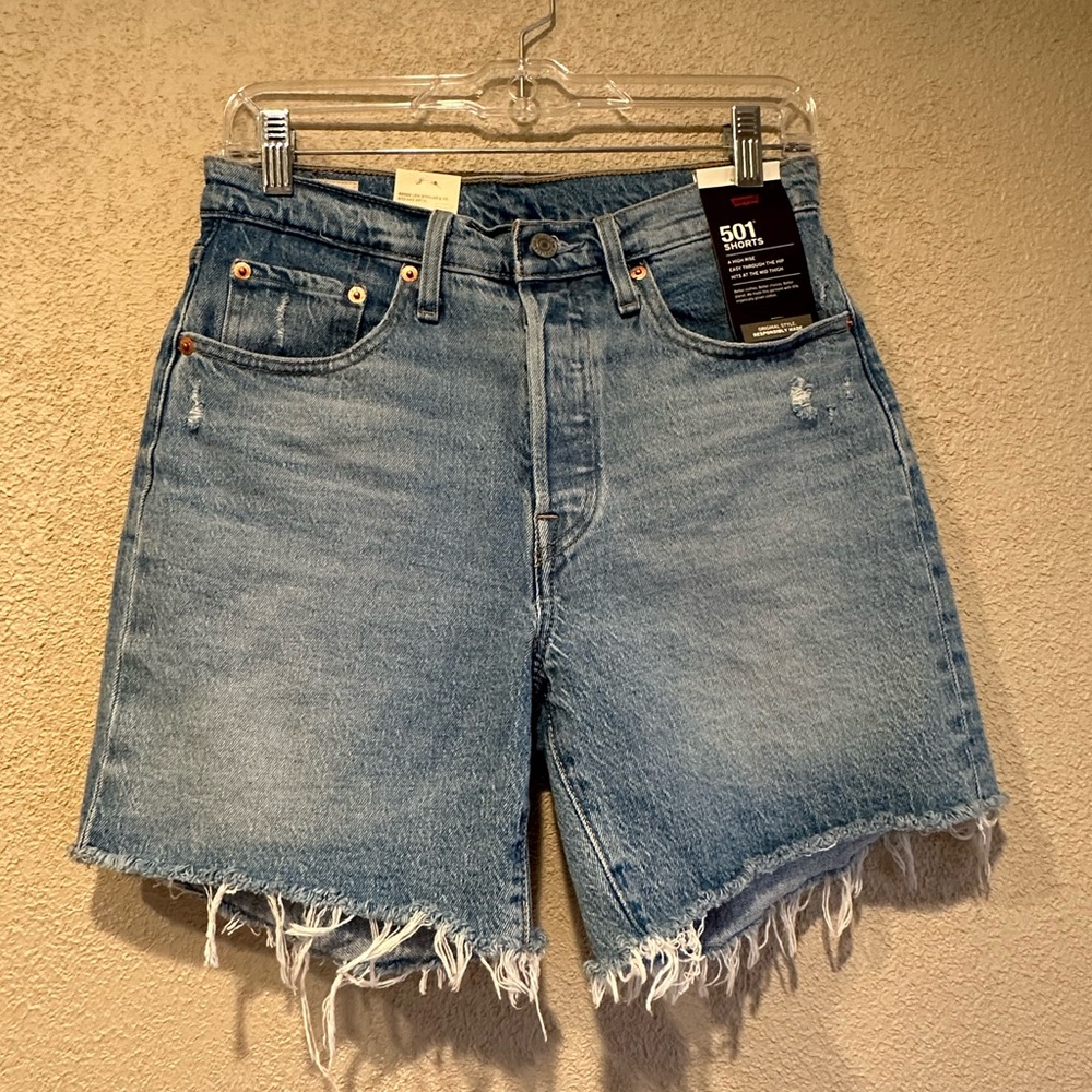 Levi's Light Blue Distressed Denim Cutoff Shorts